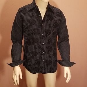 Men's Vintage Paisley Button-down Shirt Flocked